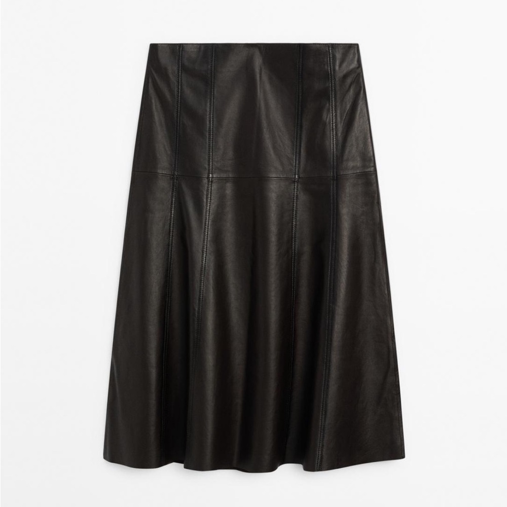 Massimo Dutti Leather Brown Skirt NWT S